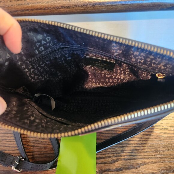 KATE SPADE Black Crossbody Gold hardware 100% leather $249 Retail NEW - Picture 4 of 7